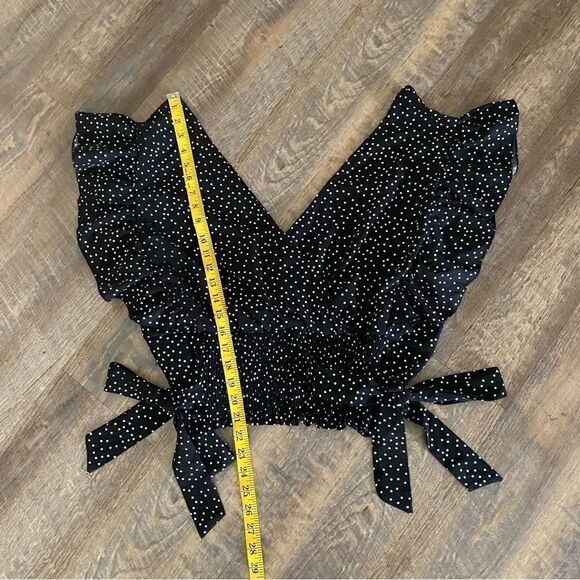 SHEIN Top Stretchy Polkadot Black White Smocked Side Tie 3X - Picture 11 of 13